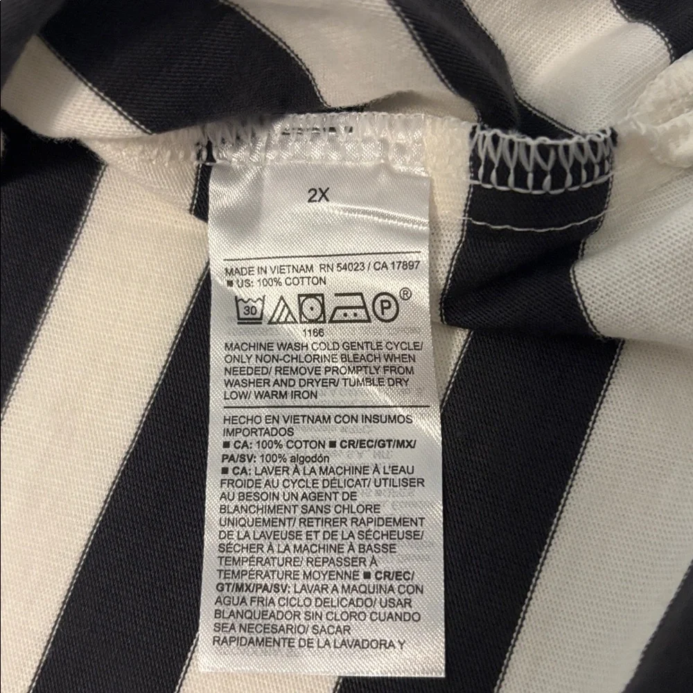 Old Navy VTG crew neck mini t-shirt dress Charcoal & White Striped SZ 2X NWT - Picture 6 of 12